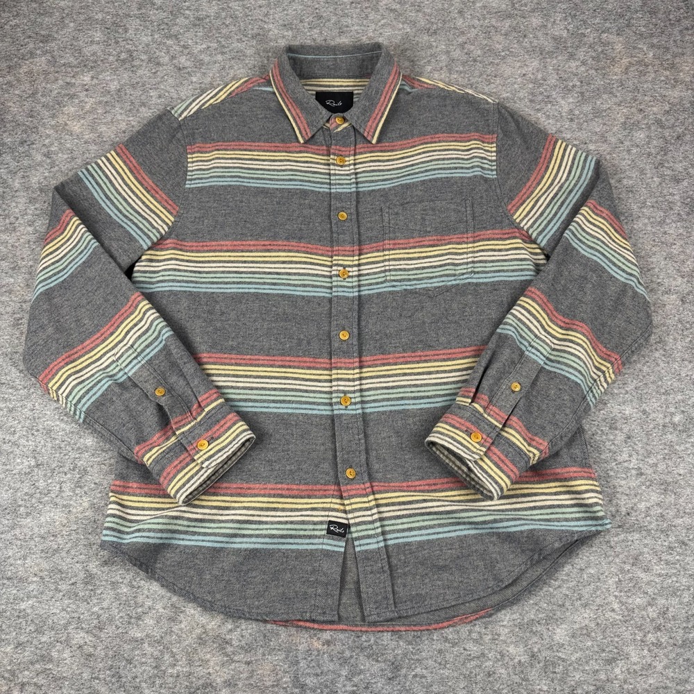 Rails Runson Happy Valley Stripe Flannel Button Up Shirt Long Sleeve Mens Small